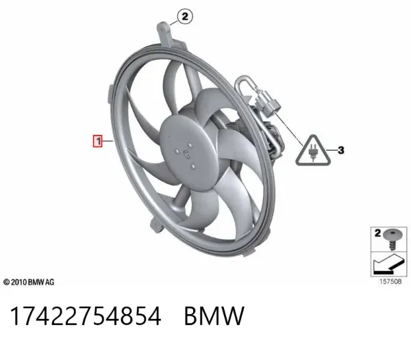 Dyfuzor chłodnicy, w komplecie z silnikiem i wirnikiem 17422754854 BMW
