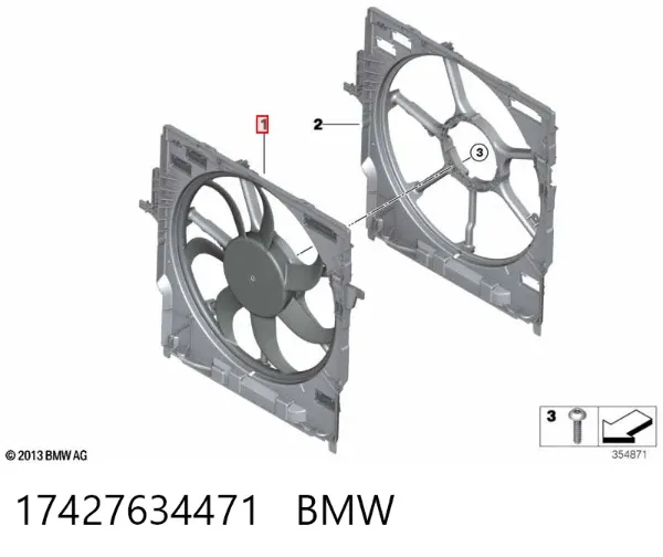 Wentylator elektryczny układu chłodzenia kompletny (silnik+wirnik) 17427634471 BMW