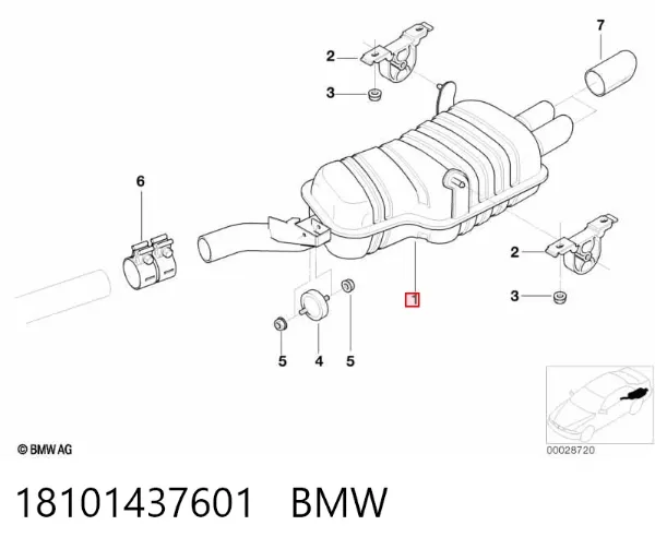 Tłumik, tylna część 18101437601 BMW