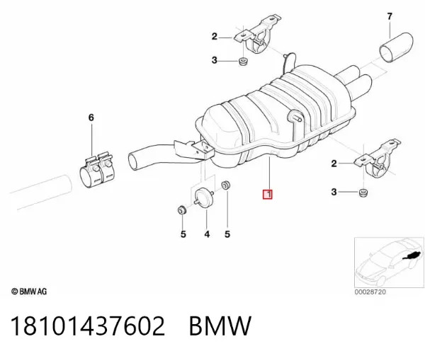 Tłumik, tylna część 18101437602 BMW