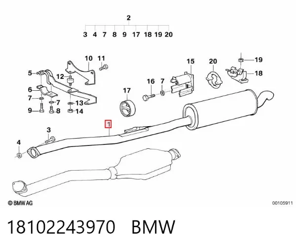 Tłumik, tylna część 18102243970 BMW