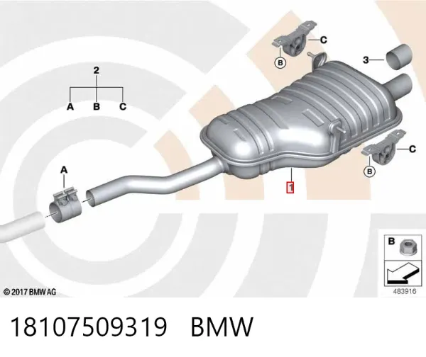 Tłumik, tylna część 18107509319 BMW
