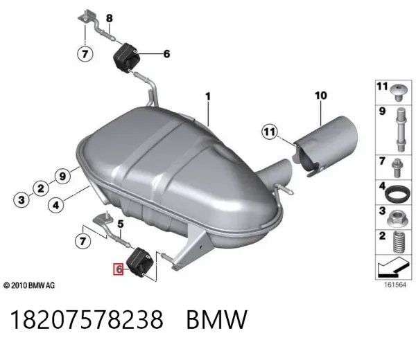 Wspornik (uchwyt) tłumika tylny 18207578238 BMW
