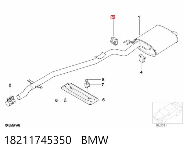 Poduszka mocowania tłumika 18211745350 BMW