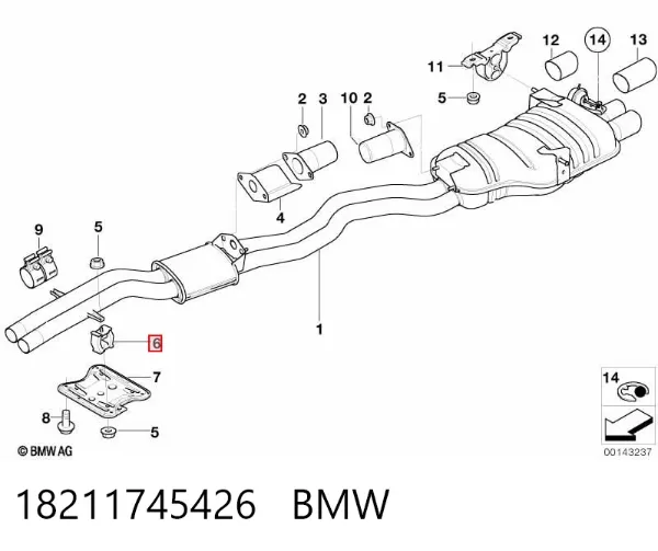 Poduszka mocowania tłumika 18211745426 BMW