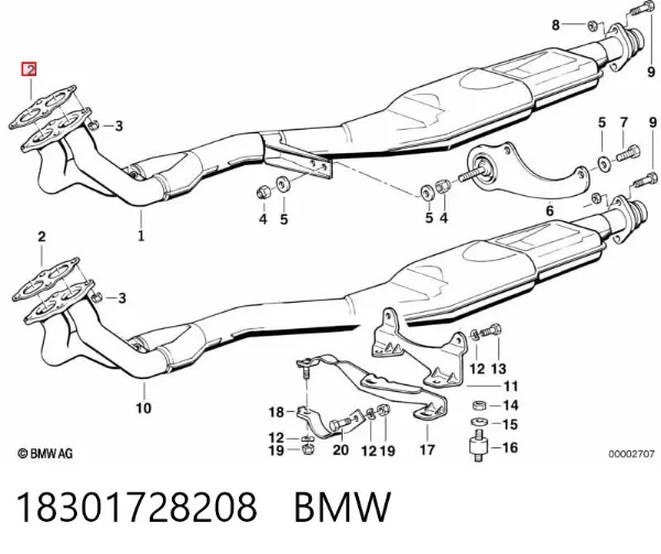 Uszczelka rury odbiornika tłumika 18301728208 BMW