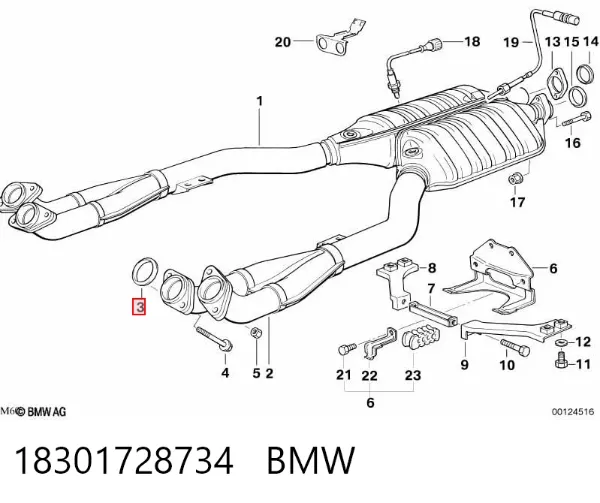 Uszczelka rury odbiornika tłumika 18301728734 BMW