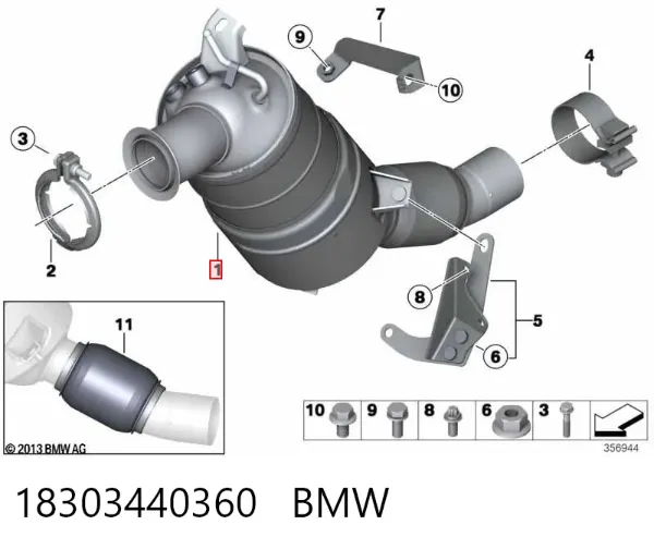 Filtr cząstek stałych układu wydechowego 18303440360 BMW