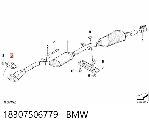 Uszczelka rury odbiornika tłumika 18307506779 BMW