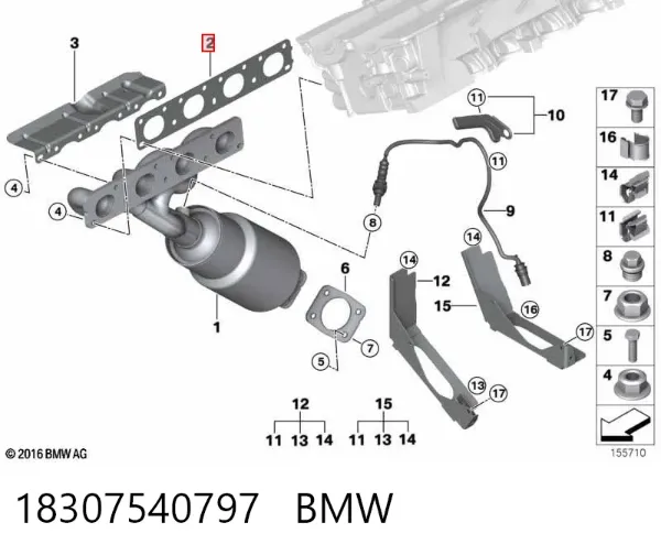 Uszczelka kolektora wydechowego 18307540797 BMW