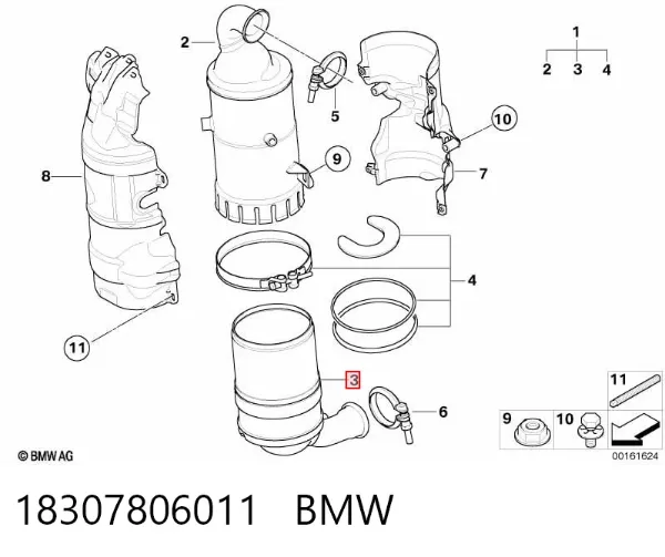 Filtr cząstek stałych układu wydechowego 18307806011 BMW