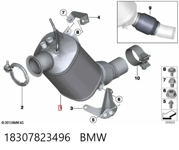 Filtr cząstek stałych układu wydechowego 18307823496 BMW