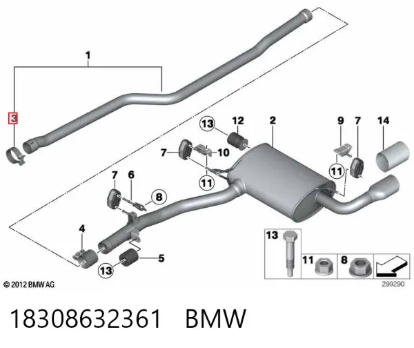 Wspornik (uchwyt) tłumika tylny 18308632361 BMW
