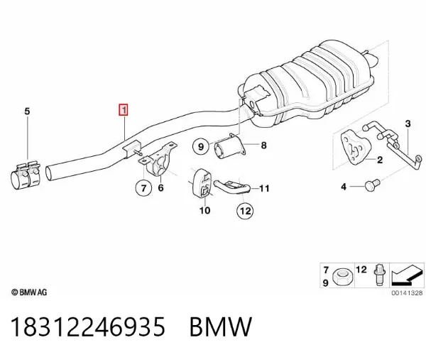 Tłumik, tylna część 18312246935 BMW