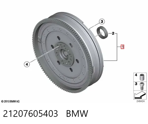 Koło zamachowe silnika 21207605403 BMW
