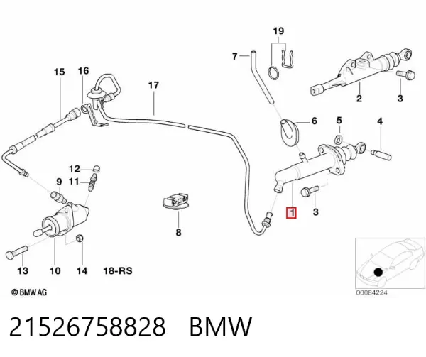 Cylinder sprzęgła główny 21526758828 BMW