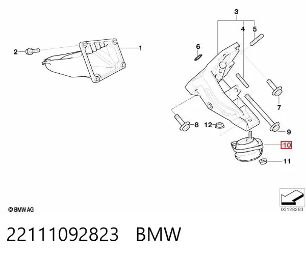 Poduszka (podpora) silnika lewa 22111092823 BMW