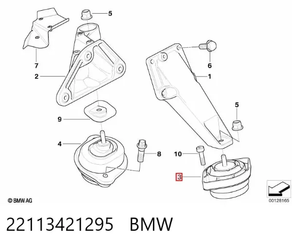Poduszka (podpora) silnika lewa 22113421295 BMW