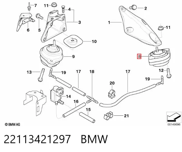 Poduszka (podpora) silnika lewa 22113421297 BMW