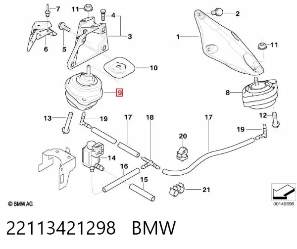 Poduszka (podpora) silnika prawa 22113421298 BMW