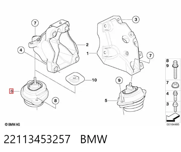 Poduszka (podpora) silnika prawa 22113453257 BMW