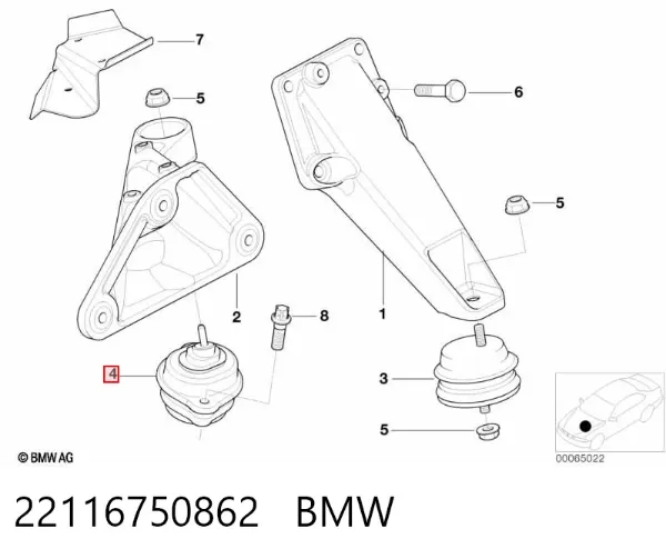 Poduszka (podpora) silnika prawa 22116750862 BMW