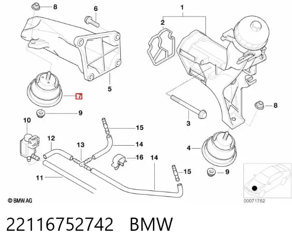Poduszka (podpora) silnika prawa 22116752742 BMW