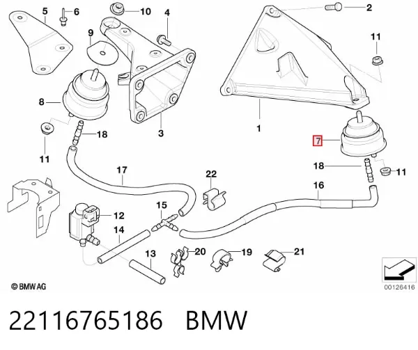 Poduszka (podpora) silnika lewa/prawa 22116765186 BMW