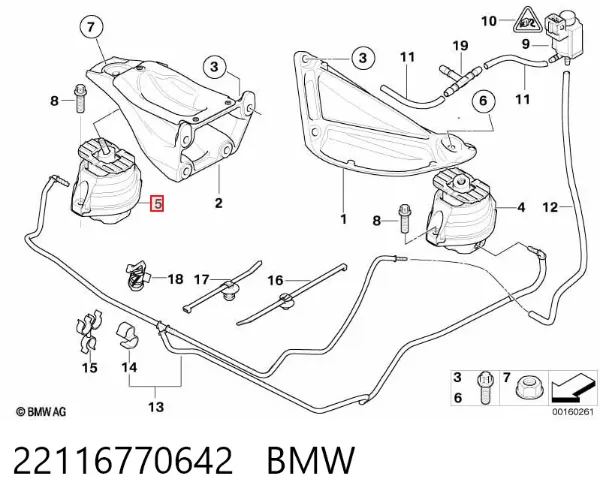 Poduszka (podpora) silnika prawa 22116770642 BMW