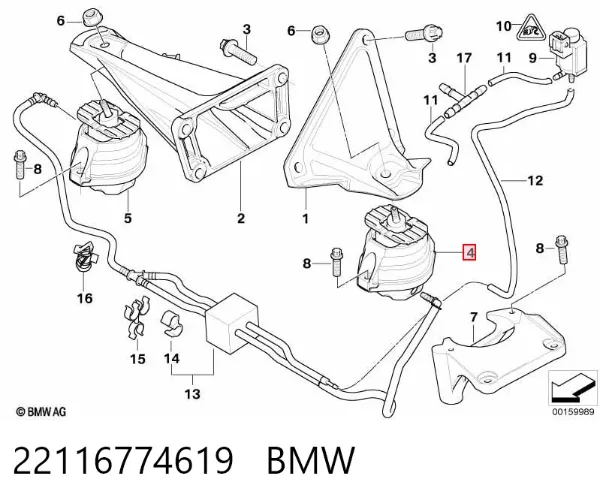 Poduszka (podpora) silnika lewa 22116774619 BMW