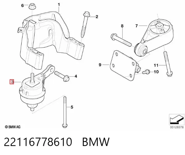 Poduszka (podpora) silnika prawa 22116778610 BMW