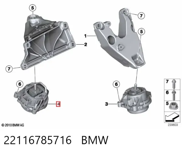 Poduszka (podpora) silnika prawa 22116785716 BMW