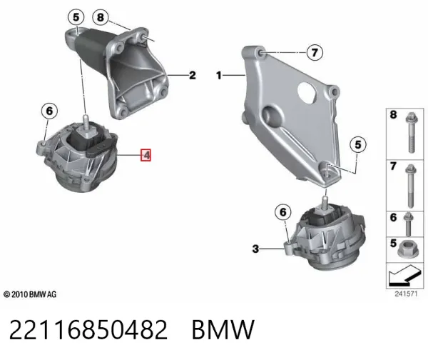 Poduszka (podpora) silnika prawa 22116850482 BMW