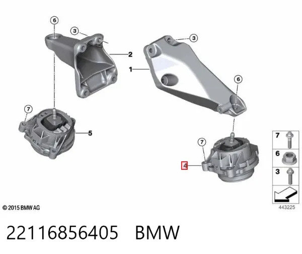 Poduszka (podpora) silnika lewa 22116856405 BMW