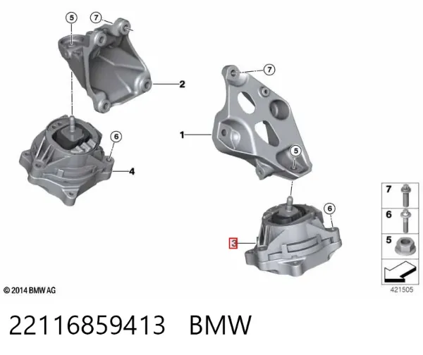 Poduszka (podpora) silnika lewa 22116859413 BMW