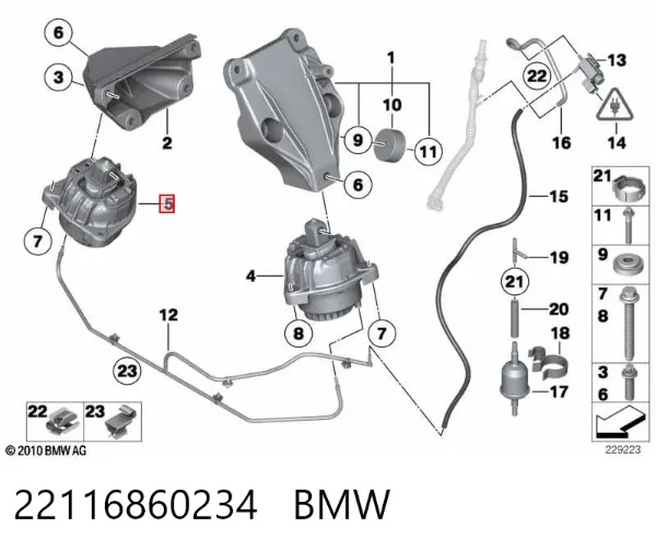 Poduszka (podpora) silnika prawa 22116860234 BMW