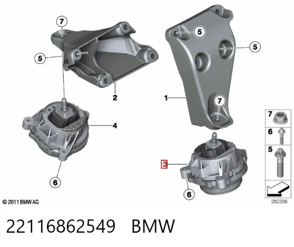Poduszka (podpora) silnika lewa 22116862549 BMW