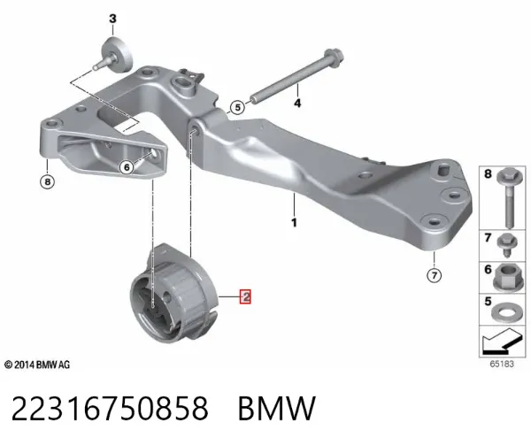 Poduszka (podpora skrzyni biegów) 22316750858 BMW