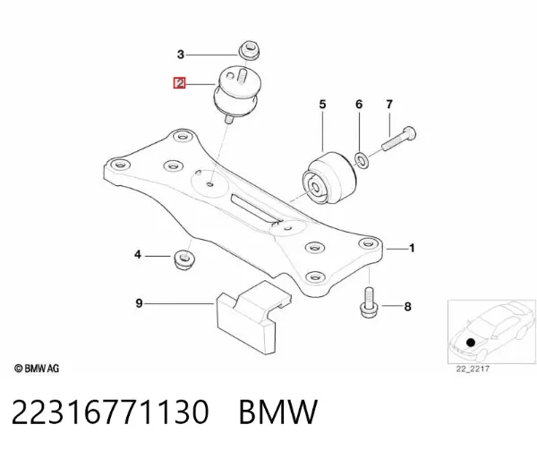 Poduszka (podpora skrzyni biegów) 22316771130 BMW