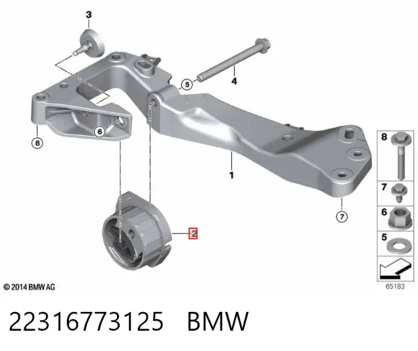 Poduszka (podpora skrzyni biegów) 22316773125 BMW