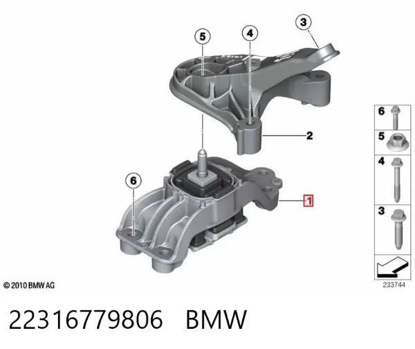 Poduszka (podpora skrzyni biegów) 22316779806 BMW