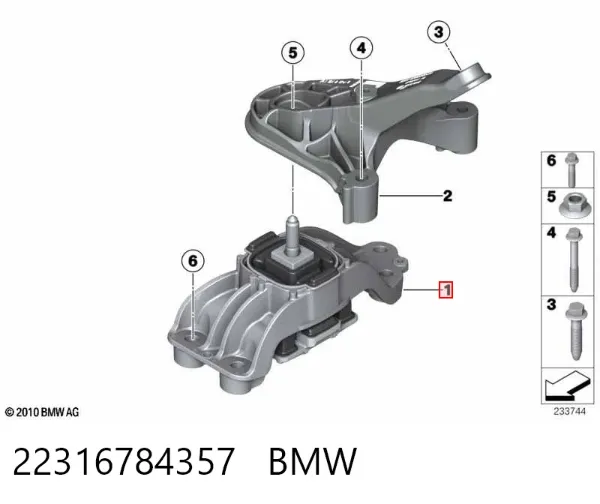 Poduszka (podpora skrzyni biegów) 22316784357 BMW