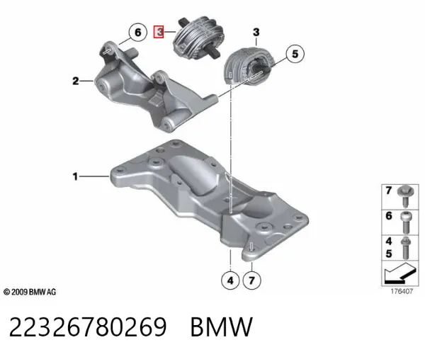 Poduszka (podpora skrzyni biegów) 22326780269 BMW