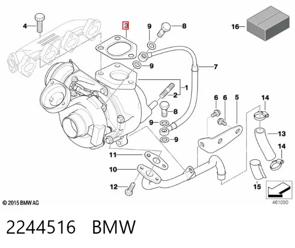 Uszczelka turbiny spalin, wlot 2244516 BMW