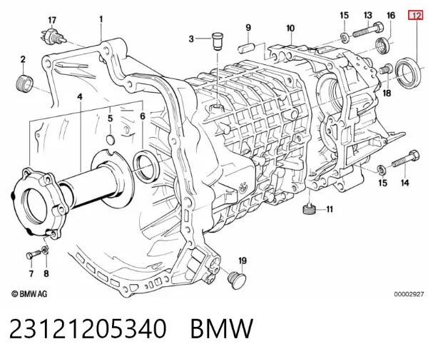 Uszczelniacz automatycznej/mechanicznej skrzyni biegów (wału głównego) 23121205340 BMW