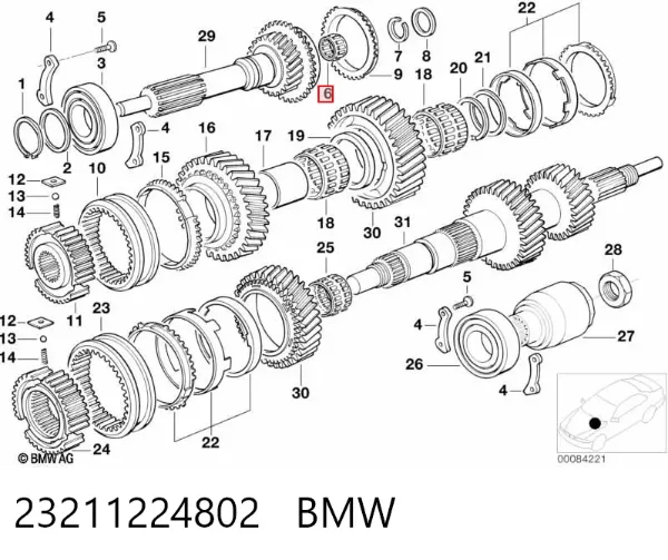 Łożysko koła zębatego 5. biegu skrzyni biegów 23211224802 BMW