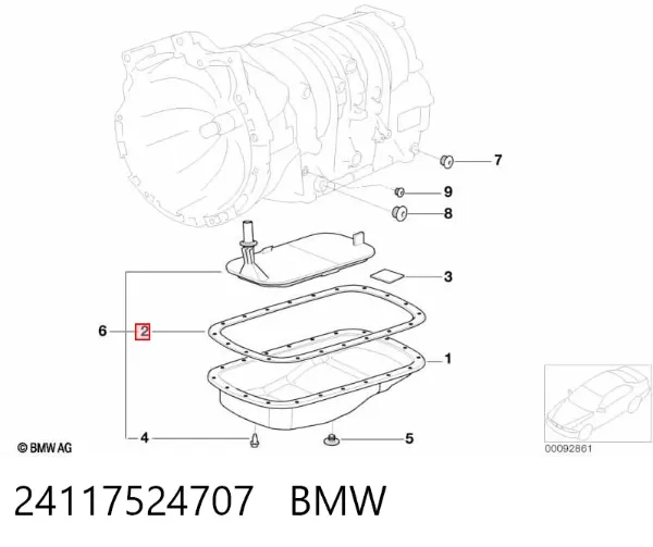 Uszczelka miski automatycznej/mechanicznej skrzyni biegów 24117524707 BMW