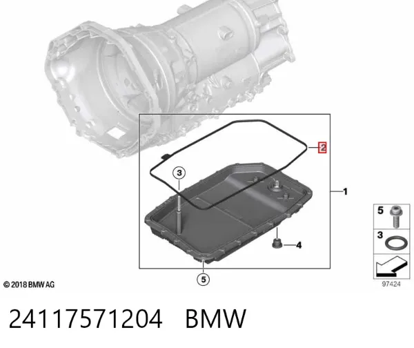 Uszczelka miski automatycznej/mechanicznej skrzyni biegów 24117571204 BMW