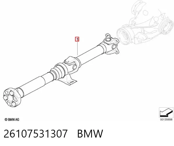 Wał Cardana tylny, kompletny 26107531307 BMW