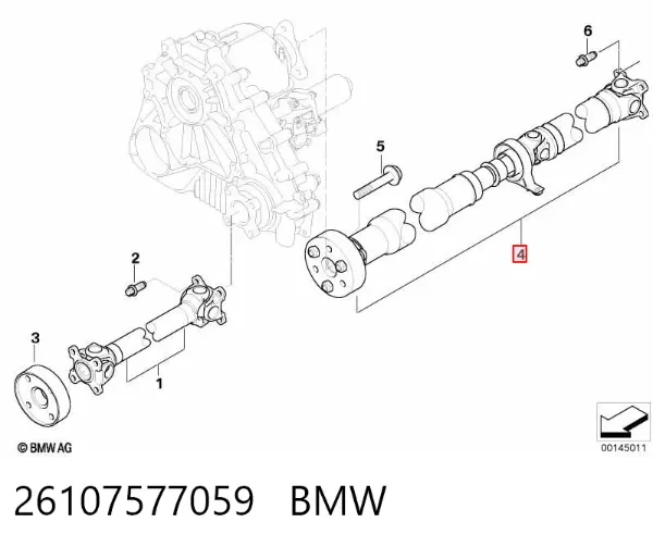 Wał Cardana tylny, kompletny 26107577059 BMW